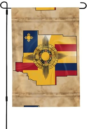 Cartel de bandera de Nuevo México Map01 para patio, doble cara, duradero, 28 x 40 pulgadas para decoraciones de temporada