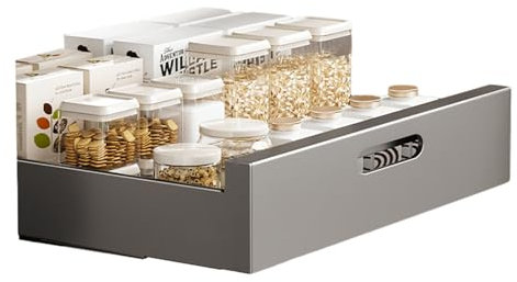 Teleskopschublade Ausziehbare Schublade KüChen Organizer, (40 Bx43 Tx9 H Cm) Schrank Organizer Schubladen Aufbewahrungsregale für KüChenschräNke Pantry Organisation Unter Der SpüLe,Kein Bohren Nageln