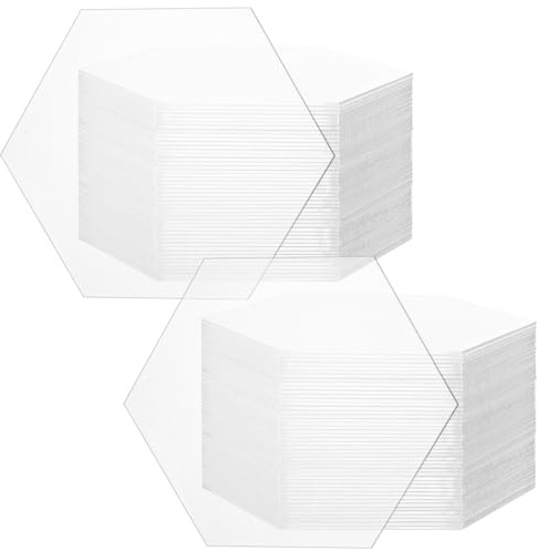 LOPYXBR 80 Stück Acrylplatte Transparent, 10x6 cm Acryl Platte 1mm Klare Acrylplatten, Sechseck Acryl Rohlinge Scheiben für Malen, Handwerk Projekt, Zeichen, Hochzeits und Partybeschilderung