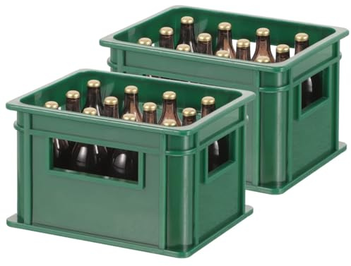 Gorise 2 set Miniatyr ölflaskor Dockhus Faux Beer Box Simulering Dryck Box för dockskåp Kökstillbehör Dekoration