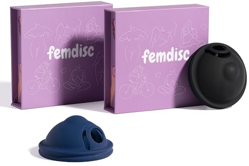 femdisc Menstruationsscheibe mit Lasche | wiederverwendbar | 12 Stunden Schutz | händefreies Entleeren | aus medizinischem Silikon | für jede Periode (Regular & Small, Schwarz & Blau)
