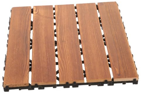 DIYEAH Interlocking Outdoor Flooring Tiles Balcony Patio Deck Coverings Waterproof Wood Composite Outdoor Patio Floor Tiles for Garden Walkway