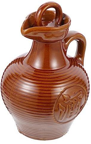 Alipis Jarra de Vino Cerámica Tapa Sellada 500 Ml Hervidor de Vino Portátil de Barro para Restaurante y Hogar Diseño Cónico y Asa Adecuado para Bares y Camping