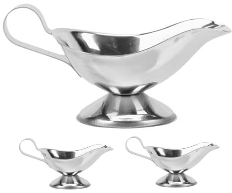 ULTECHNOVO 3piezas Salsera de Acero Inoxidable de Hogar Restaurante Tazones para Salsa Jarras de Acero Inoxidable para Aderezos para Ensaladas y Jarabe