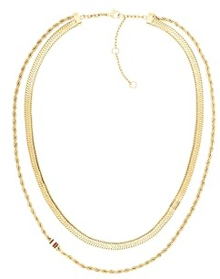 Tommy Hilfiger Jewelry Doppelte Ketten-Halskette für Damen in Gelbgold - 2780980