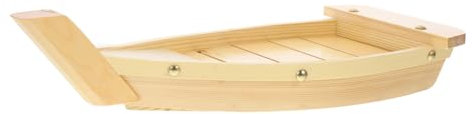 SOLUSTRE Large Wooden Sushi Boat Serving Dish Japanese Style Sushi Plate 42x17x7.5cm Natural Wood for Home and Restaurant for Sashimi and Snack Tray