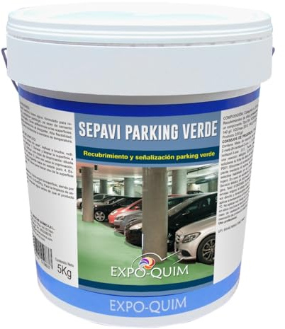 EXPOQUIM Pintura para SUELO de GARAJE, aparcamiento y parkings ANTIDESLIZANTE y RESISTENTE a la ABRASIÓN — Sellador de superficies RESISTENTE al AGUA con acabado PROFESIONAL (VERDE, 5 KG)