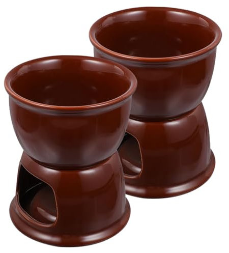 Cabilock 2pcs Ceramic Fondue Mug for Chocolate Cheese and Candy Melting Quick Heating Porcelain Pots for Parties and Gatherings Sophisticated Design Lightweight and Portable