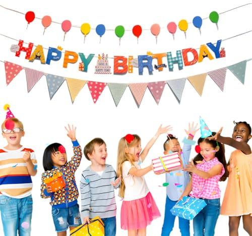Decorazioni Compleanno, Striscione Scritta Buon Compleanno Happy Birthday Decorazioni, Banner Ghirlanda Happy Birthday, Addobbi Casa Festa Compleanno (Colore)