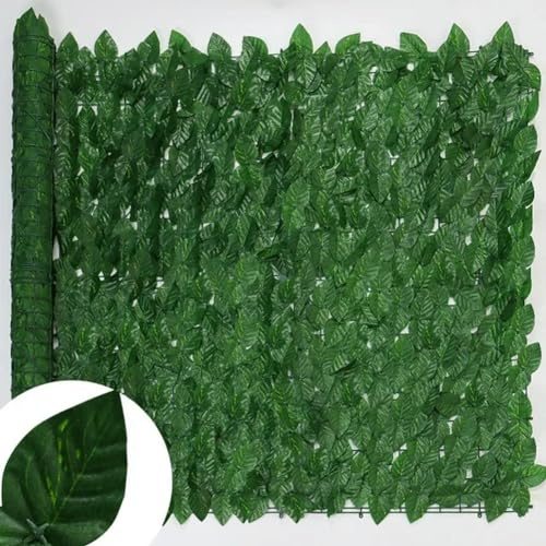 Haie de lierre artificiel – Feuille verte – Décoration extérieure de balcon – 50 x 300 cm – Plante synthétique pour bord de jardin et terrasse – Résistante aux UV