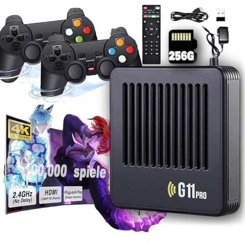 All8bit G11 Pro, 2025 G11 Pro Console, 100,000 Games 4K, Retro Game Console, Plug & Play Video Games with 4 Wireless Dual Controllers (256G,2 Controllers)