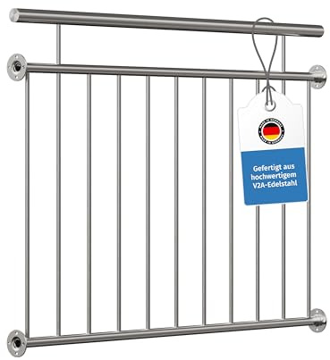 ID33® Konfigurierbarer Französischer Balkon Edelstahl V2A K240 – Stabiles Balkongeländer zur Laibungsmontage – Absturzsicherung für bodentiefe Fenster – Innen & Außen – Bis 2000 mm – Made in Germany