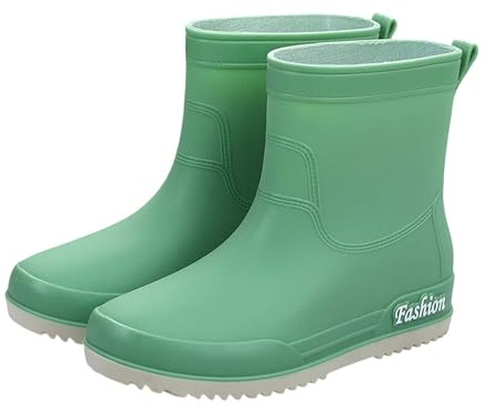 Korta regnstövlar - vattensko dam halkfria skor skor tjock sula sko utomhussko lätta skor slip on sko stängd tå sneaker snabbtorkande skor, Grönt, 37 EU