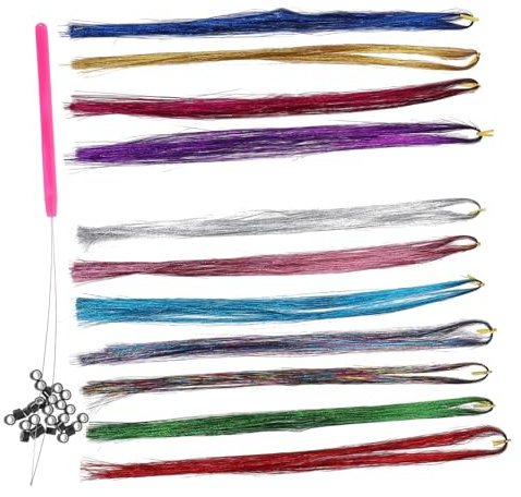 Cabilock Hair Extensions of Sparkly Tinsel Strands for Glitter Hair Tinsel and Wrap String for Braiding and Adding Touch of Glitter