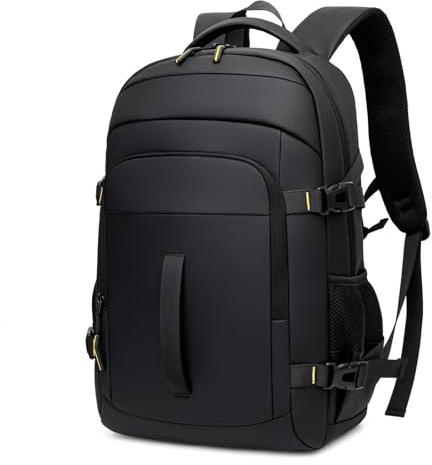 Herrryggsäck for kvinnor Stor 18,9 tums bärbar datorväska Resedagssäck Affärsryggsäck Svart Grå Khaki(Black)