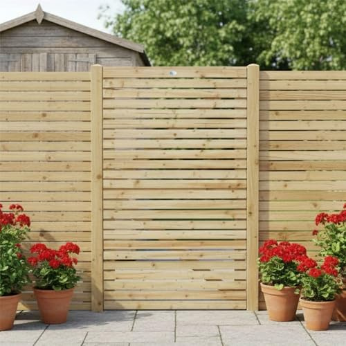 Roma Slatted Wooden Garden Gate, 5ft x 3ft Venetian-Style Side Gate | 150cm High, Decorative, Pressure Treated Timber, Paintable/Stainable, Pedestrian Rear Gate Entry, for Side Entrance