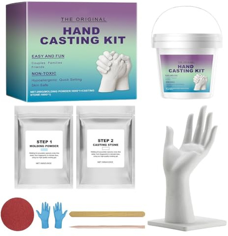 Kit de Molde para Manos en Escayola para Parejas | Molde de Escayola Artesanal para Esculpir,Set de para Manos en Pareja,para Familia Adultos Amigos Pareja Regalos San Valentín Día de la Madre N