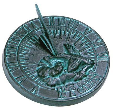 Rome 2532 Hummingbird Sundial, Cast Iron with Verdigris Finish, 7.5-Inch Diameter