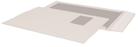 POSTHORN Papprückwandtaschen C4 (100 Stück), haftklebende Versandtaschen C4 mit Papprückwand und Fenster, weiße Versandtaschen A4 mit Papprückwand aus Graupappe 450g/m², 324 x 229 mm, 120g/m²