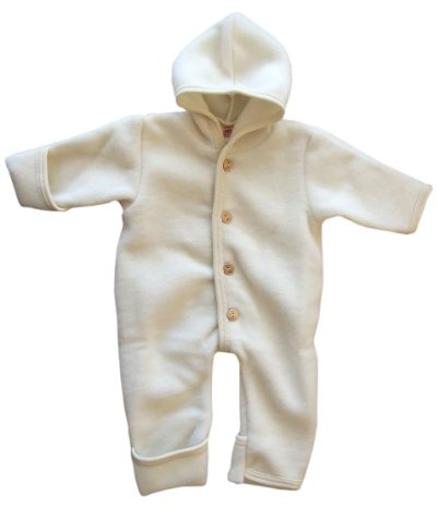 Engel-Natur Baby Overall mit Kapuze aus Bio Schurwoll-Fleece, Natur, Gr. 62/68