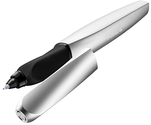 Pelikan 947457 Tintenroller Twist, universell für Rechts- und Linkshänder, silber