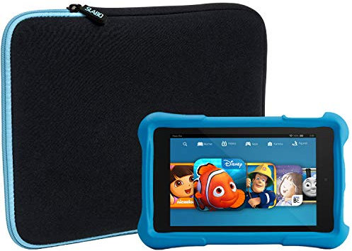 Slabo Sleeve Bag Custodia Protettiva per Tablet per Amazon Fire HD 8 Kids Edition (7th Generation - 2017) Custodia per Neoprene Phablet - Turchese Nero | Turquoise Black