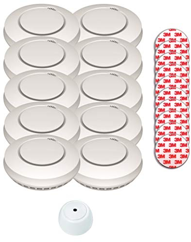 Aktion-Jeising GS559A 10er Set Funkrauchmelder/Hitzemelder/Brandmelder mit Magnetpad und kostenlosem Wassermelder