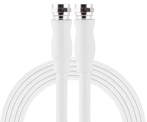 Philips 25ft (7.6m) RG6 Coaxial Cable | White | Digital AV Coaxial Cable for TVs, DVDs, VCRs, Receivers, Cable Boxes, Satellite, DVRs & More