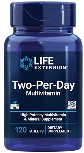Life Extension Two-Per-Day Multivitamin - Packed with Over 25 Vitamins, Minerals & Extracts -Vitamins B6, C, D - Zinc - Two-Month Supply - Non-GMO, Gluten-Free - 120 Tablets