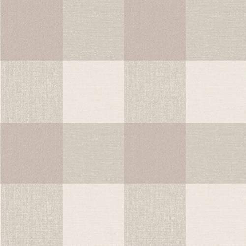 Fine Décor M1503 Glamorous Check Natural Wallpaper, White,Full Roll