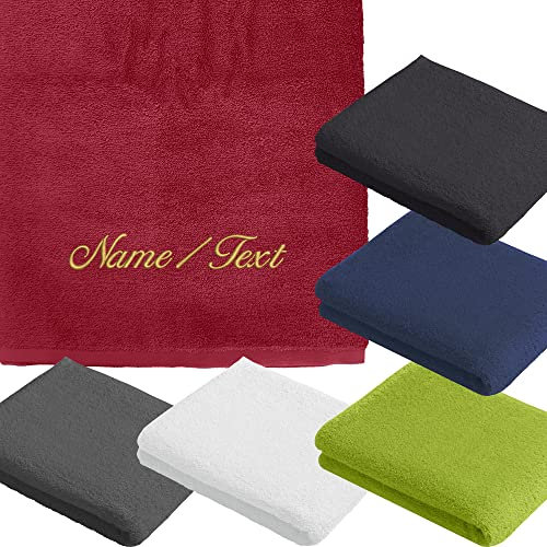 Vossen Geschenkset 2 Handtücher + 2 Duschtücher Bestickt mit Name/Text + 2 Waschhandschuhe (Anthrazit)
