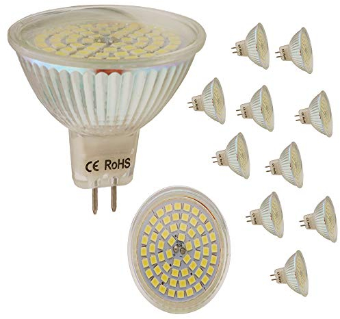 Mengjay 10 Stück MR16 3W LED Lampen Birnen Cold weiß (7000k) ，60 SMD 2835, 320 lumen, AC/DC 12V, Led - Winkel 120 °, CRI:80 ，Kein Stroboskop effekt