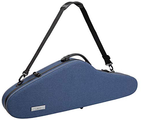 Aileen Violin Hard Case 4/4 Full Size Luxury Fabric Covered with Hygrometer Suspension, Denim Blue