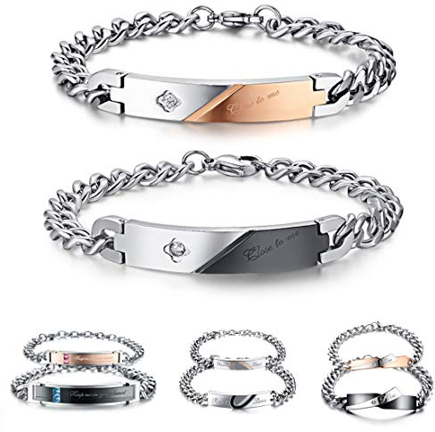 Kim Johanson Edelstahl Pärchen Armbänder *Verschiedene Motive & Farben* in Roségold, Gold & Silber Freundschaftsarmband, Geschenk, Schmuck für Paare inkl. Schmuckbeutel
