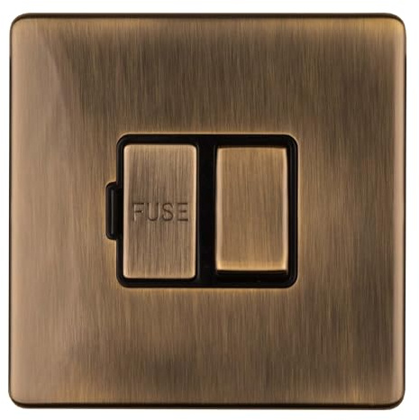 13Amp Switched Fuse Spur Flat Concealed Antique Plate Matching Rocker