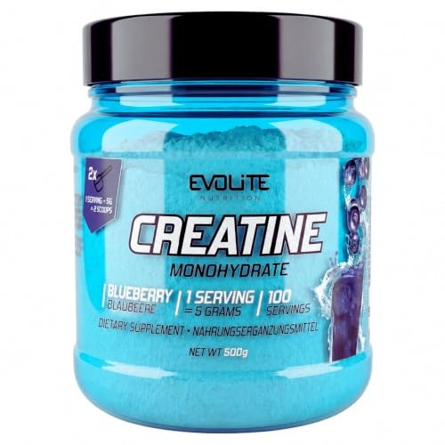 Evolite Nutrition Creatin Monohydrat 500g mit Taurin, 100 Portionen | Kreatin mit Geschmack, Kreatin Pulver, Perfekt Löslich, Vegan & Mikronisiert, 3 Monate Vorrat