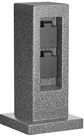 ledscom.de Presa da giardino a colonna POCK per uso esterno, IP44, a 2 pieghe, antracite (effetto pietra), angolare, 30 cm