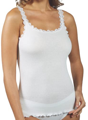VP PINUCCIO VENEGONI Canottiera Donna Cotone a Costine Canottiera Intima Donna Spalla Larga 100% Cotone, Made in Italy Intimo Donna in Pizzo a Costa Canotta Donna Intima Canottiera Cotone Donna