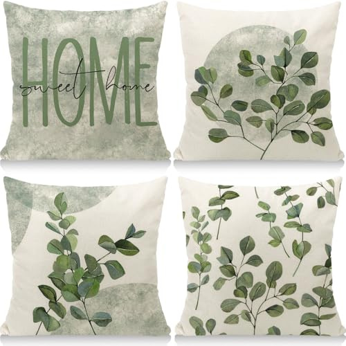 Cirzone Deko Wohnzimmer Kissenbezug 45x45 4er Set Leinen Outdoor Kissen Boho Deko für Garten, Balkon