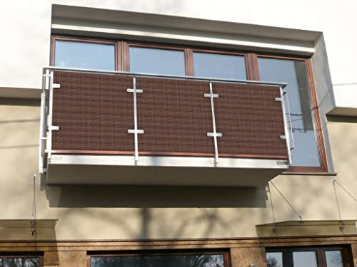 Dynamic24 Sichtschutzmatte PVC Sichtschutz Matte Sichtschutzzaun Balkongeländer Sichtschutzwand Balkonsichtschutz Balkon Zaun Windschutz Poolumrandung (300x90cm, Braun)