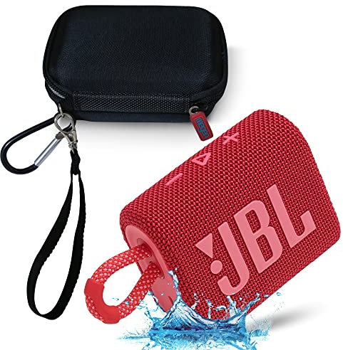 JBL GO 3 Ensemble de haut-parleurs Bluetooth étanches ultra portables avec étui rigide Megen (rouge)