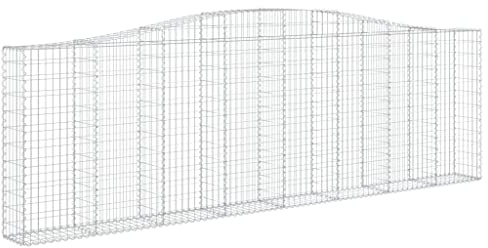 vidaXL Arched Gabion Baskets 2 pcs - Galvanised Iron Garden Barriers, Decorative and Sound-Insulating Walls, Weatherproof, - Silver
