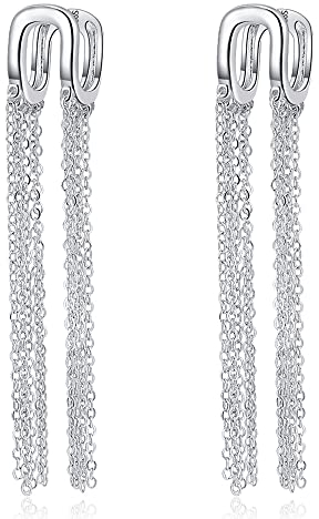 Silber 925 Lange Quasten Ohrstecker Ohrringe, Hypoallergen 925er Sterlingsilber Quasten Ohrringe Ohrstecker Silber Lange Ohrringe Quasten Ohrringe Hängende Ohrringe Schmuck Geschenk