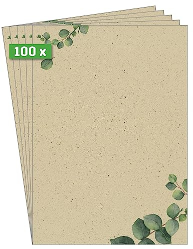 SIGEL DP615 Hochwertiges Motivpapier, Druckerpapier Eucalyptus, A4, 100 Blatt, aus nachhaltigem Graspapier, Motiv beidseitig, 100 g, Briefpapier, aus nachhaltigem Papier