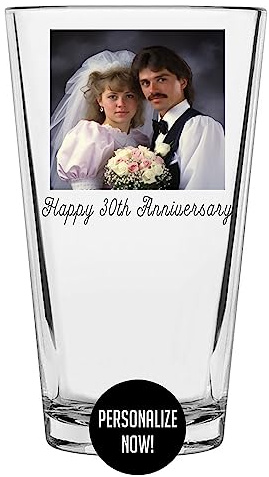 Personalised 473ml Photo Picture Print Pint Beer Glass - Wedding Gifts Anniversary for Couple, Parents Husband Wife, Best Unique Gift Ideas 20th 25th 30th 40th 45th 50th 60th, Year Anniversary