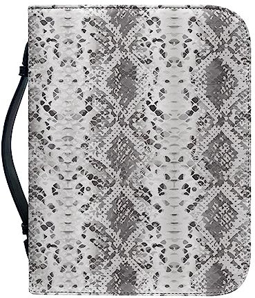 Kuiaobaty Weiße Schlangenhaut Textur Buch Cover Tasche PU Leder Griff Book Case, Tragbare Notebook Schutzhülle mit Stift Taschen