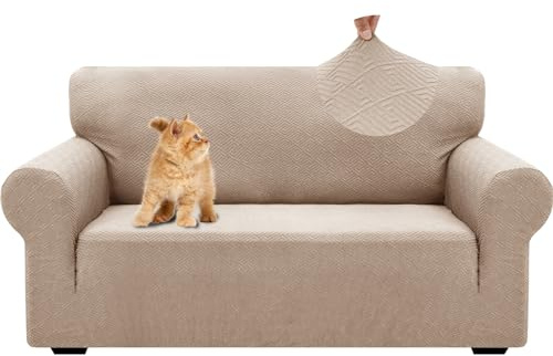 YSTELLAA Housse De Canapé 2 Places avec Accoudoirs, Universelle Housse Canapé Extensible, Protection Chat Chiens Griffures Housse Canape, Housses De Canapé Lavable Antidérapante, Kaki