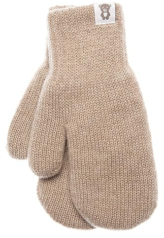 KNITAS Doppellagen Strickhandschuhe aus Wolle für Baby Kleinkind, Winter Warme Gestrickte Handschuhe für Jungen und Mädchen 0,5-7 Jahre, Bequeme Weiche Fäustlinge in der Farbe Beige, Grau, Light Pink