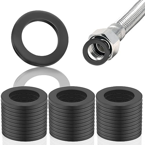 SWTYExt 30 Pièces Rondelle Caoutchouc 1 Pouce Joint Plomberie | Joint Plat Caoutchouc, Pommeau de Douche Noires, pour Pommeau de Douche & Raccord de Tuyau