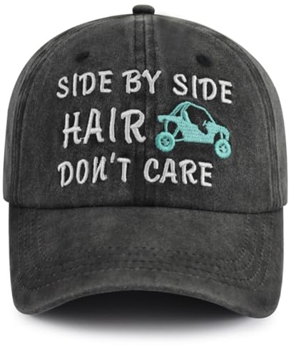 Side by Side Accessories, Motorcycle Hats for Men Women, Adjustable Race Car Baseball Cap, Retirement Birthday Gifts for Riders Racer Biker Lovers Black